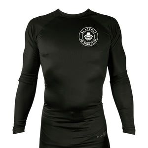 BlackHat Jiu Jitsu Club All Black Custom Rash Guards Long Sleeves #8092 A