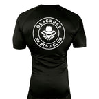 BlackHat Jiu Jitsu Club All Black Custom Rash Guards Short Sleeves #8092 A