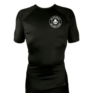 BlackHat Jiu Jitsu Club All Black Custom Rash Guards Short Sleeves #8092 A