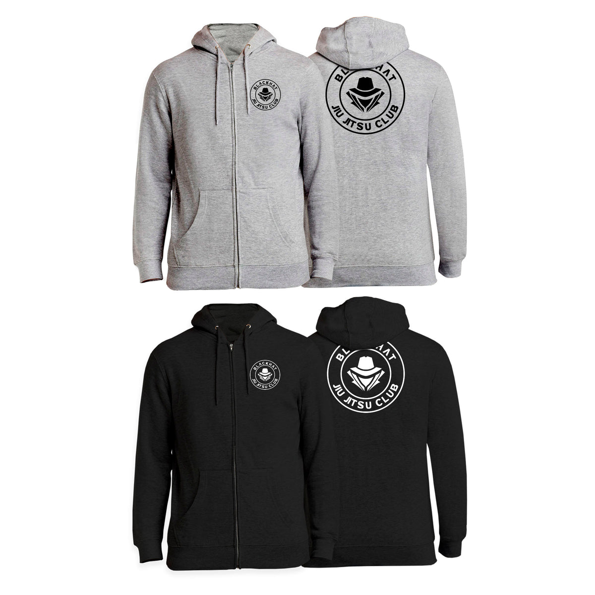 BlackHat Jiu Jitsu Club Academy Zip-Up Hoodies #8092 A