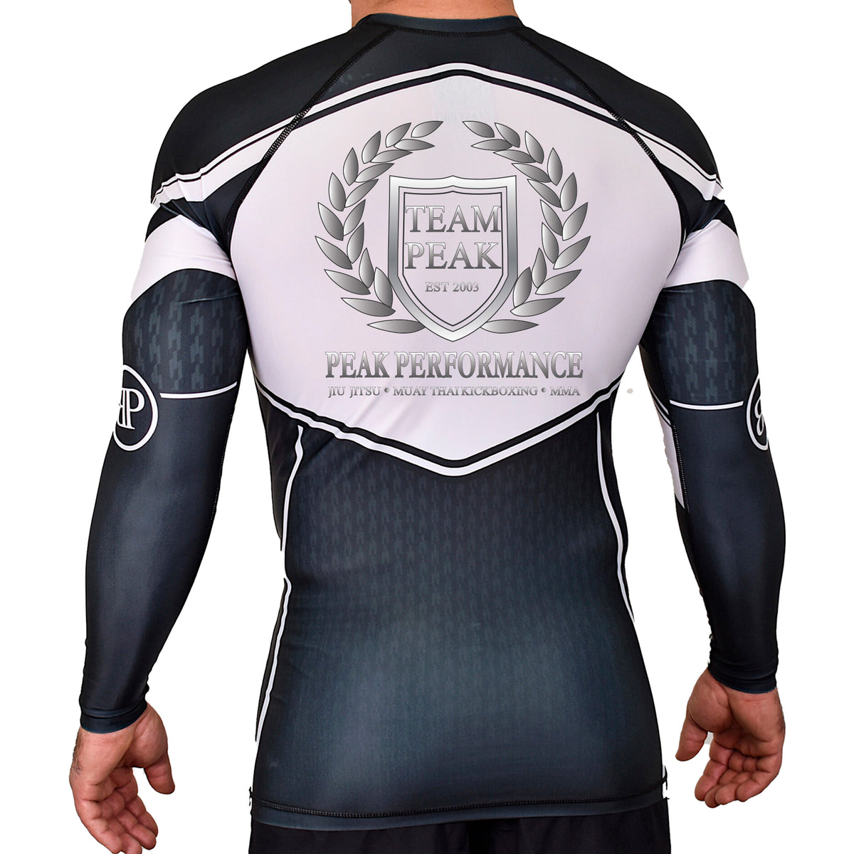 Peak Performance Academy Rash Guards Black/White #8093 A