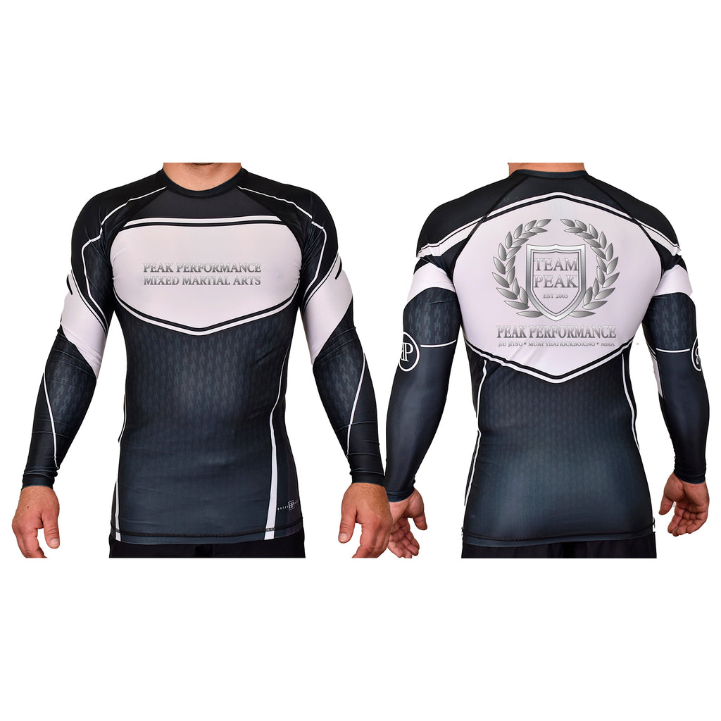 Peak Performance Academy Rash Guards Black/White #8093 A