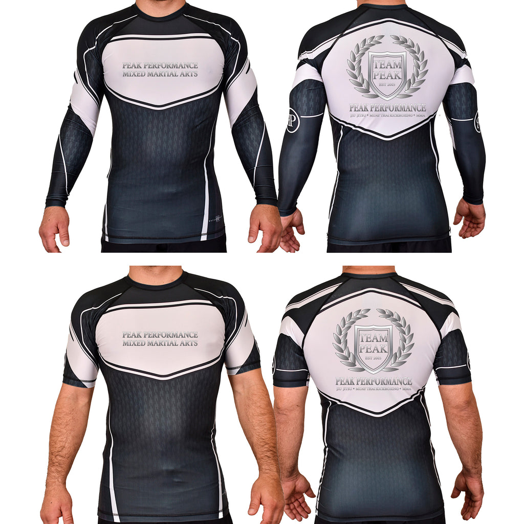 Peak Performance Academy Rash Guards Black/White #8093 A