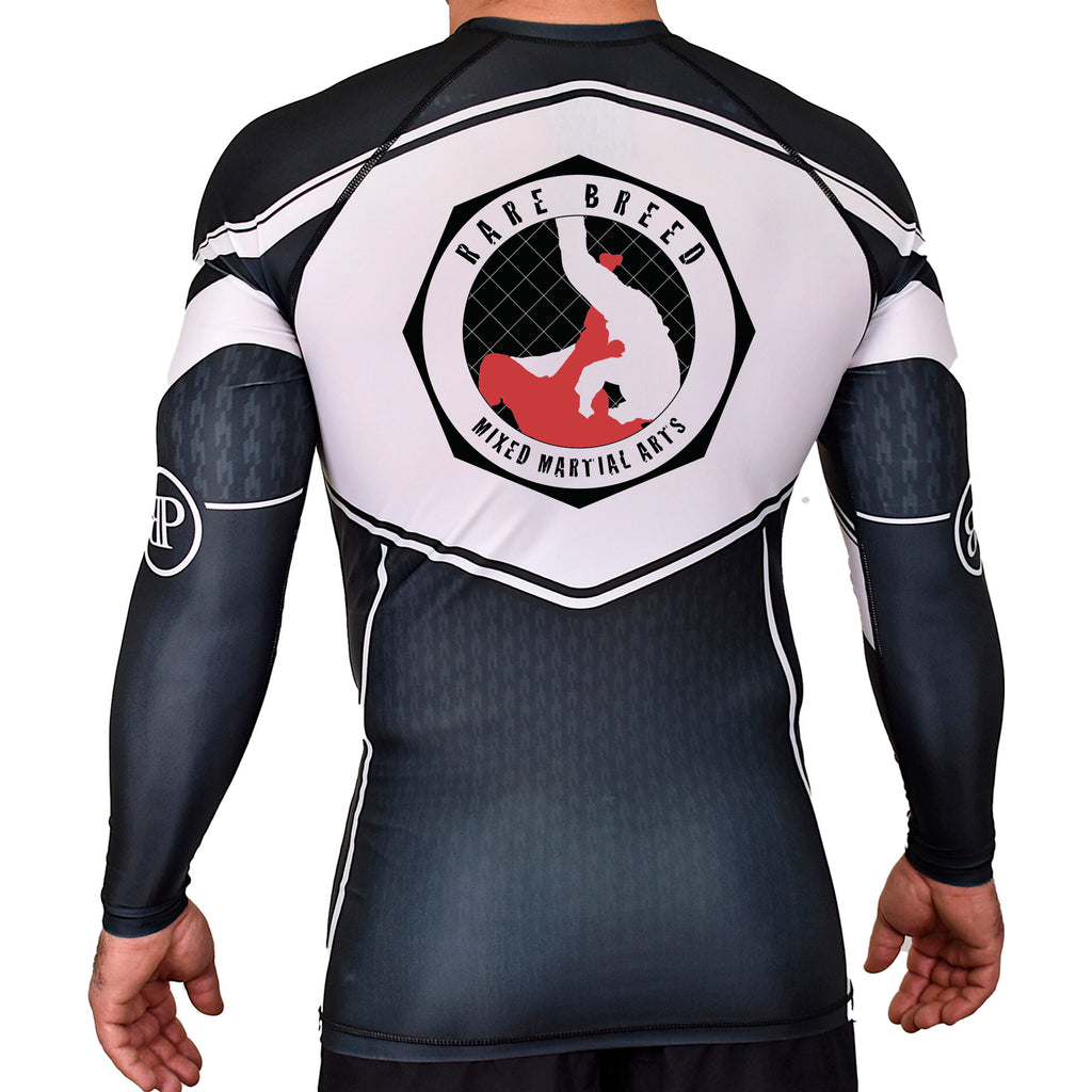 Rare Breed MMA Academy Rash Guards Black/White  #8095 A