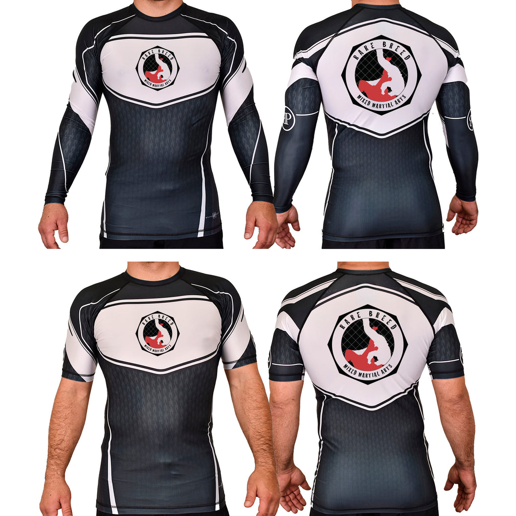 Rare Breed MMA Academy Rash Guards Black/White  #8095 A
