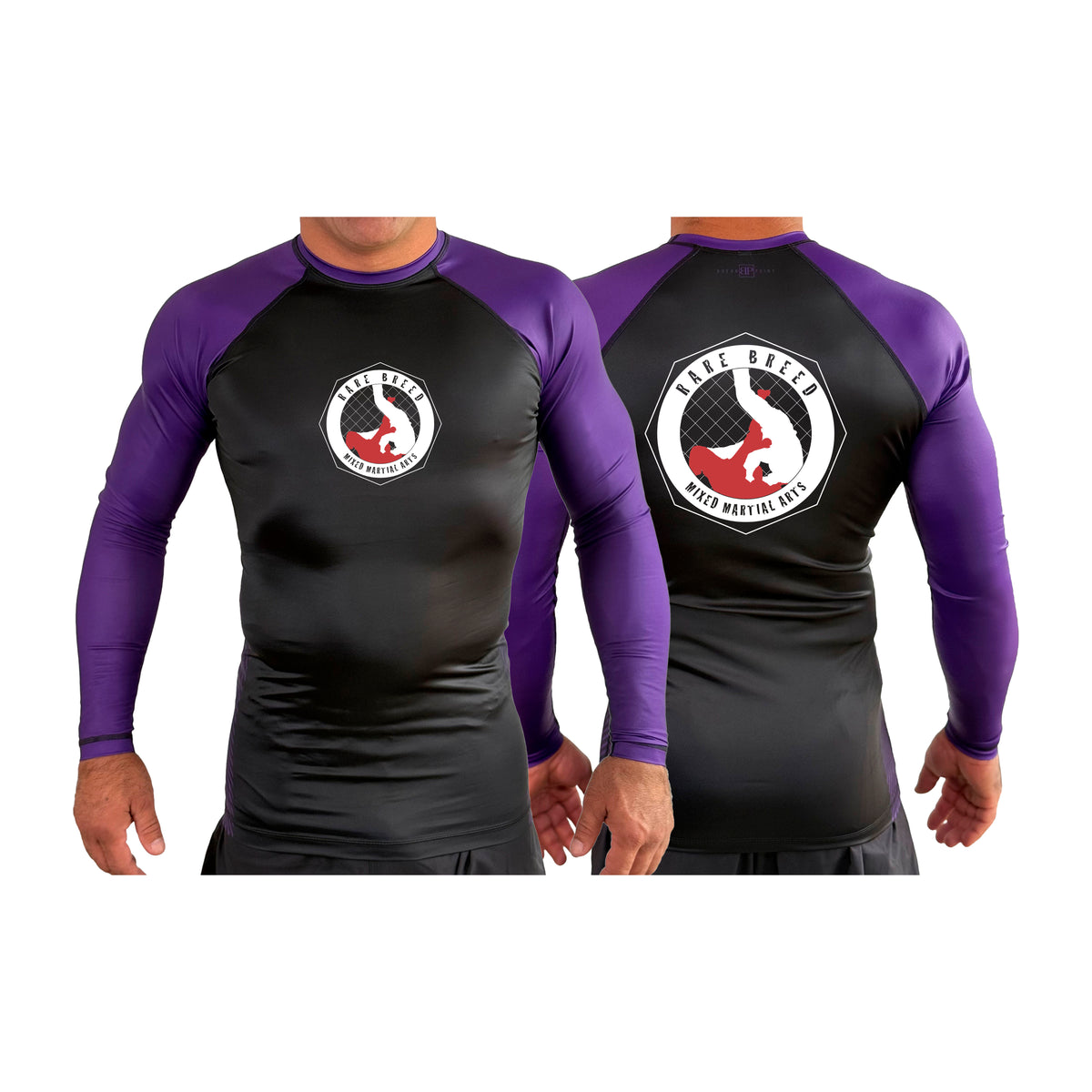 Rare Breed MMA All Black Ranked Long Sleeve Rash Guards #8095 A