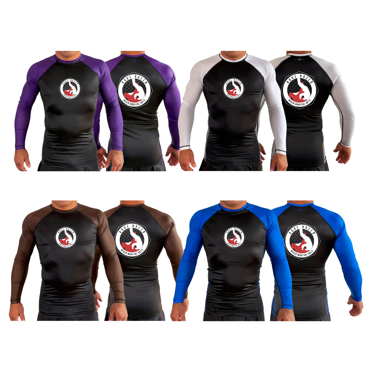 Rare Breed MMA All Black Ranked Long Sleeve Rash Guards #8095 A