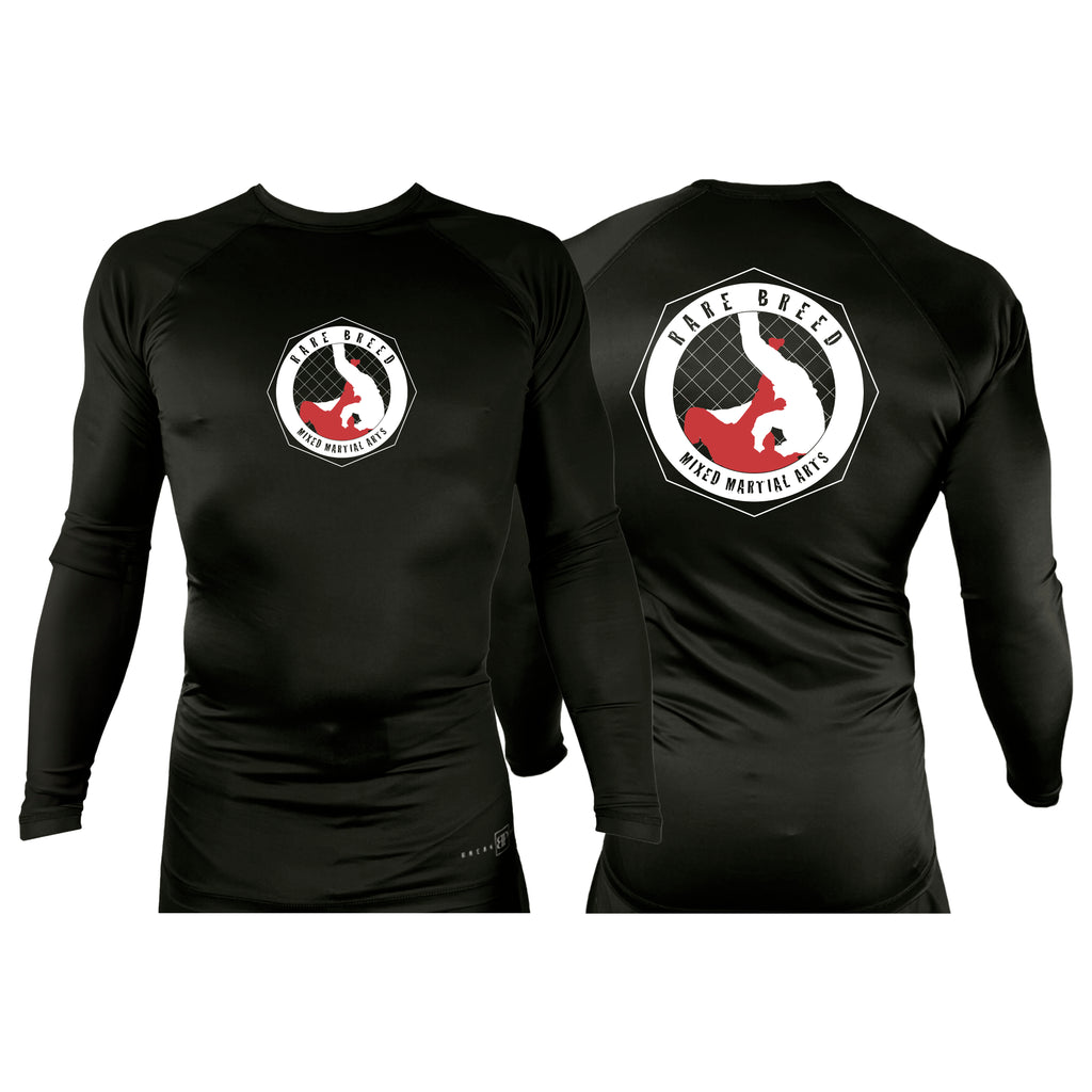 Rare Breed MMA All Black Custom Rash Guards Long Sleeves #8095 A