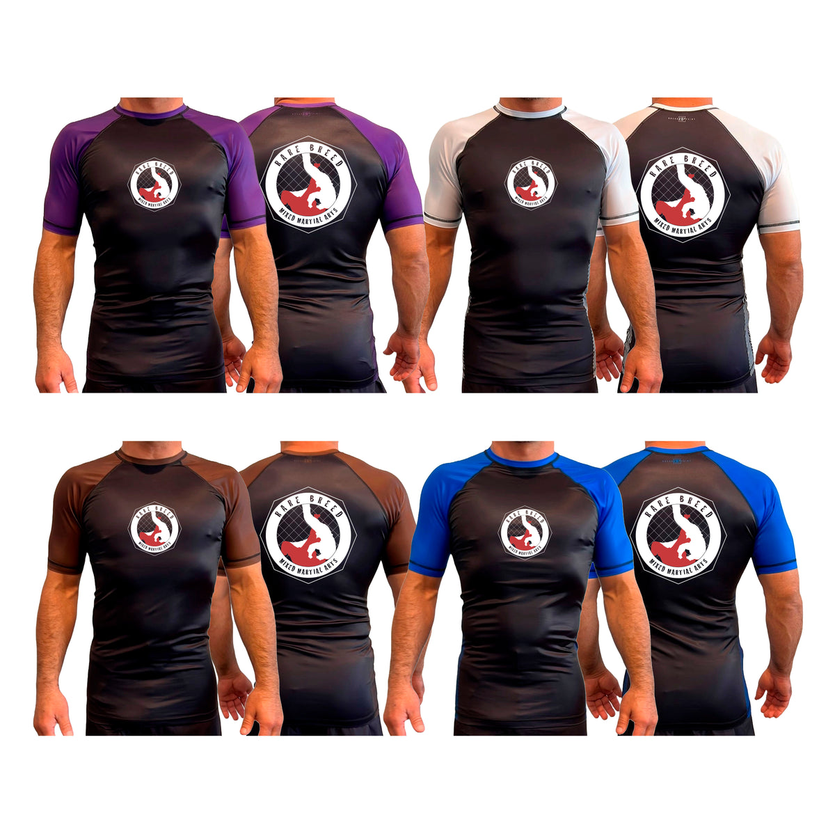 Rare Breed MMA All Black Ranked Short Sleeve Rash Guards #8095 A