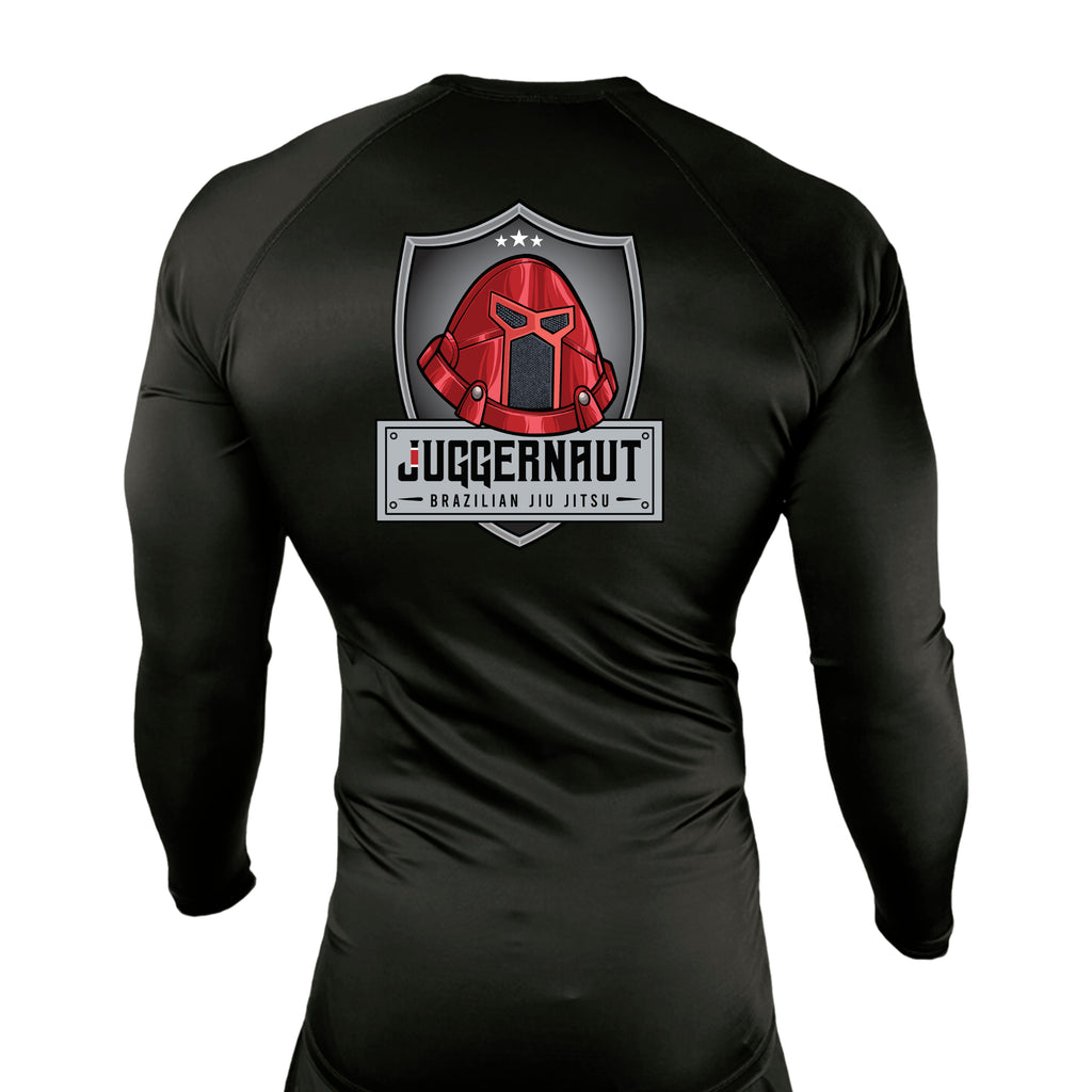 Juggernaut BJJ All Black Custom Rash Guards Long Sleeves #8096 A