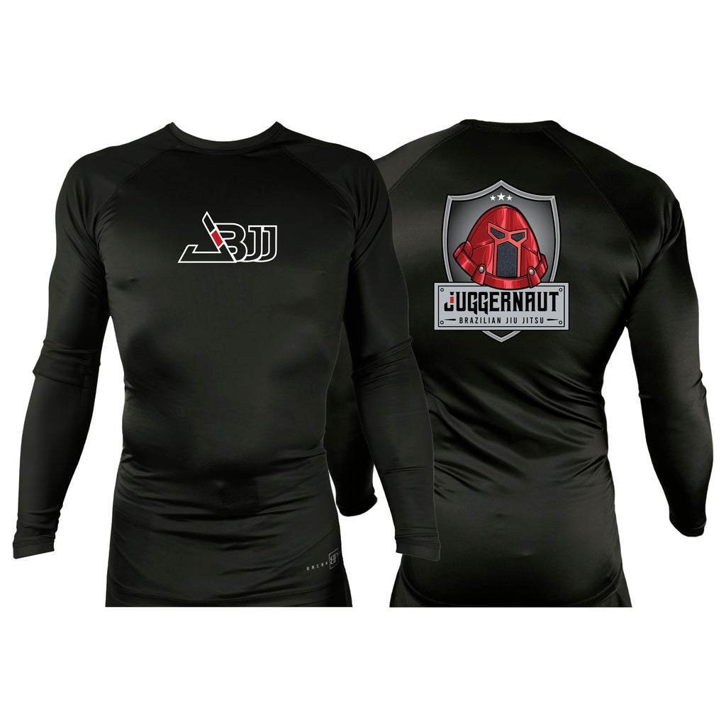 Juggernaut BJJ All Black Custom Rash Guards Long Sleeves #8096 A