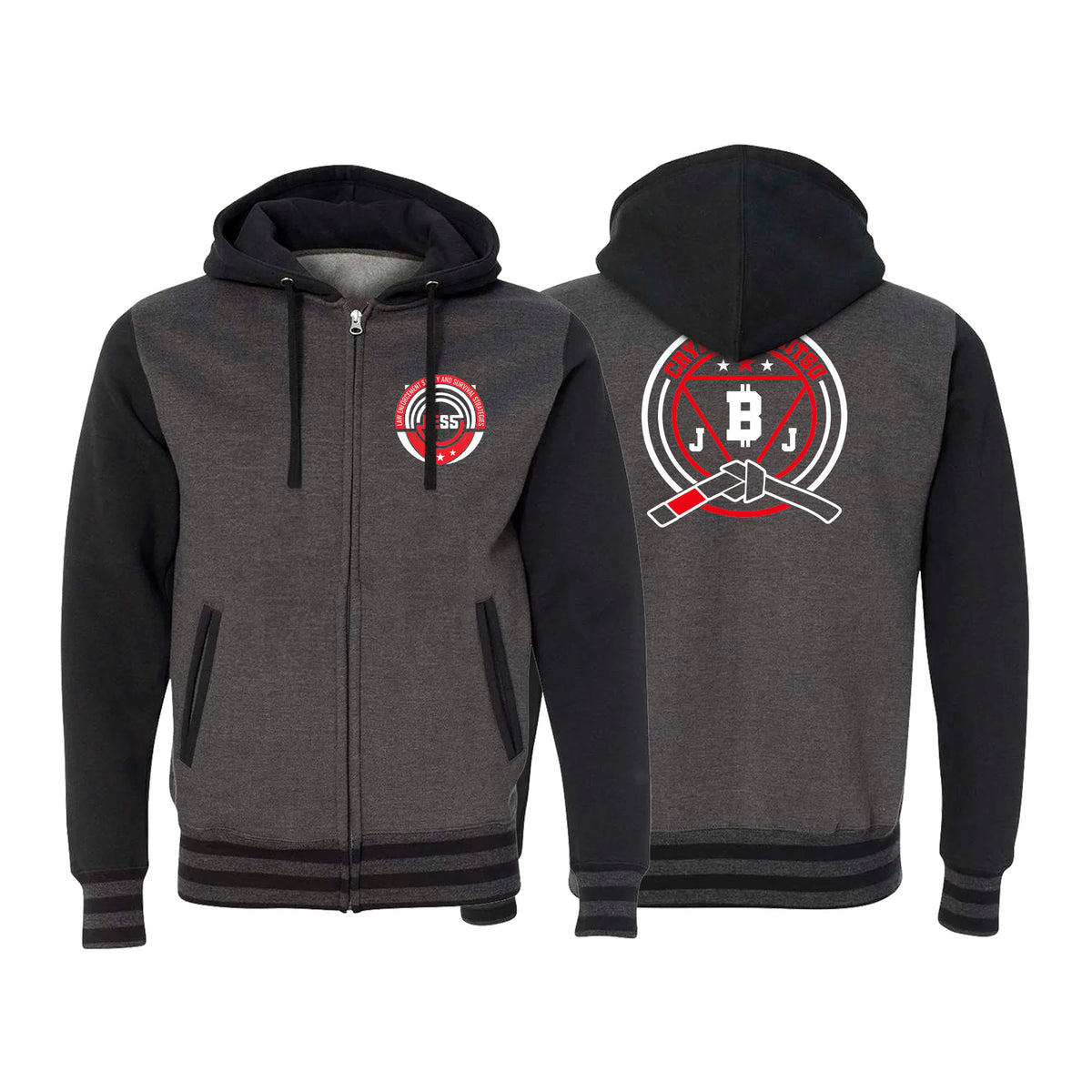 Crypto Jiu Jitsu Academy Varsity Zip-Up Hoodies #8097 A