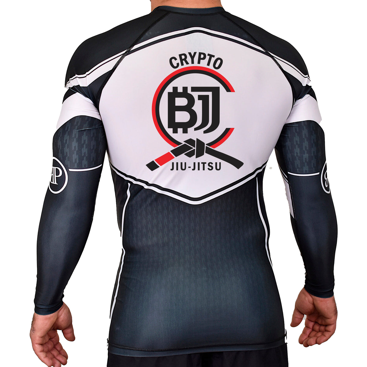 Crypto Jiu Jitsu Academy Rash Guards Black/White #8097 A