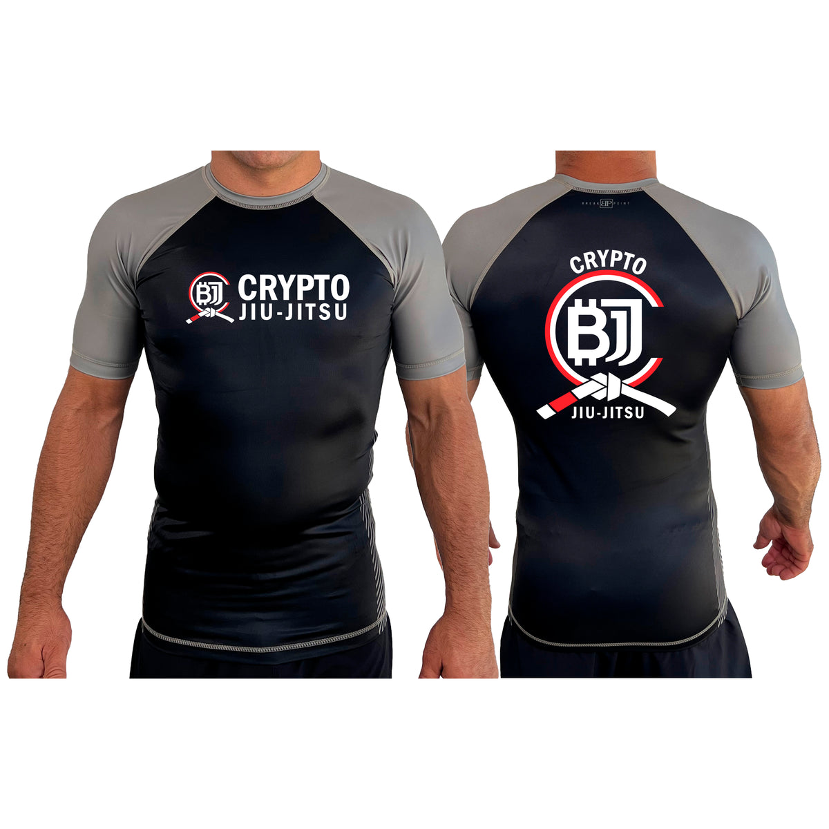 Crypto Jiu Jitsu All Black Ranked Short Sleeve Rash Guards #8097 A