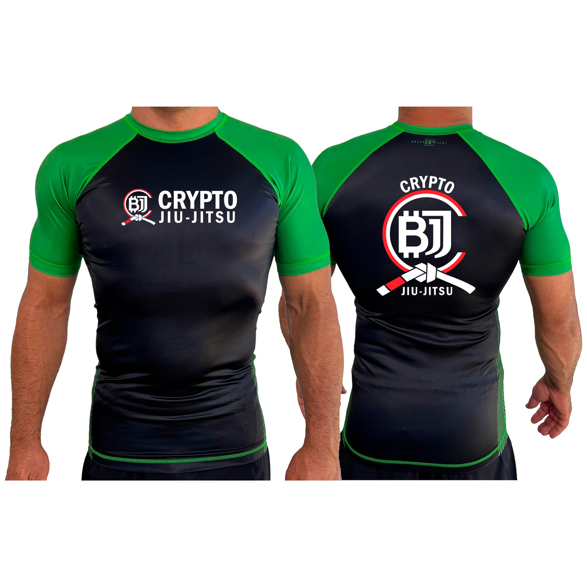 Crypto Jiu Jitsu All Black Ranked Short Sleeve Rash Guards #8097 A