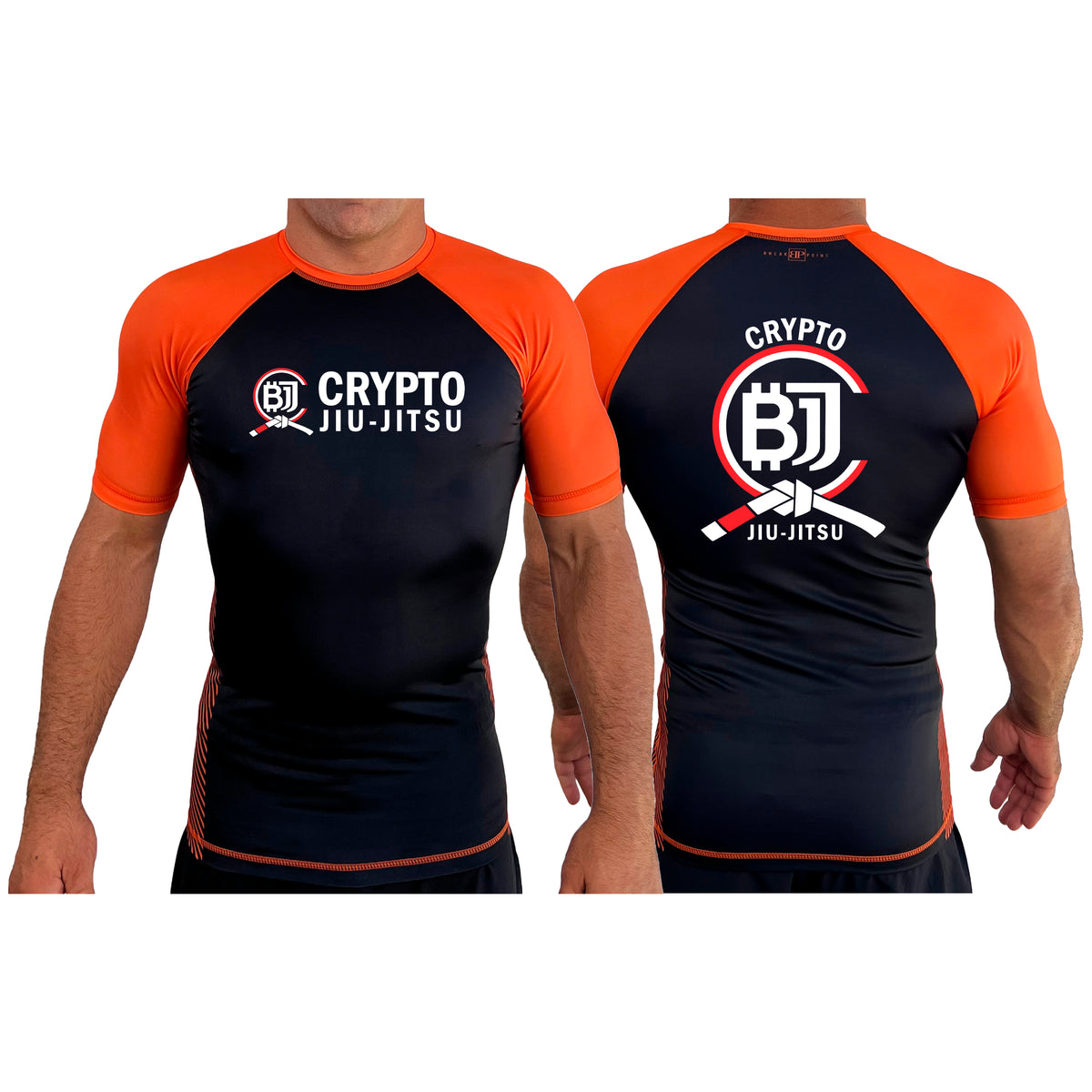 Crypto Jiu Jitsu All Black Ranked Short Sleeve Rash Guards #8097 A