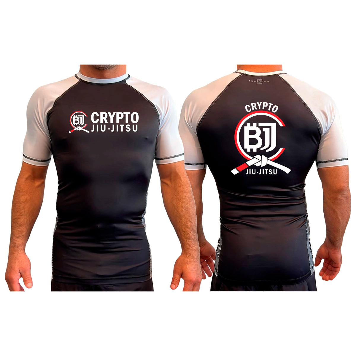 Crypto Jiu Jitsu All Black Ranked Short Sleeve Rash Guards #8097 A