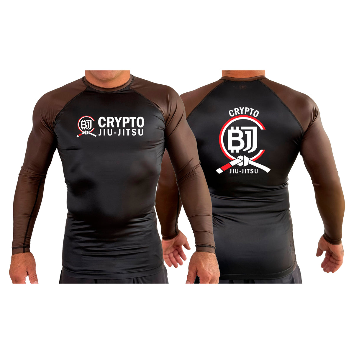 Crypto Jiu Jitsu All Black Ranked Long Sleeve Rash Guards #8097 A