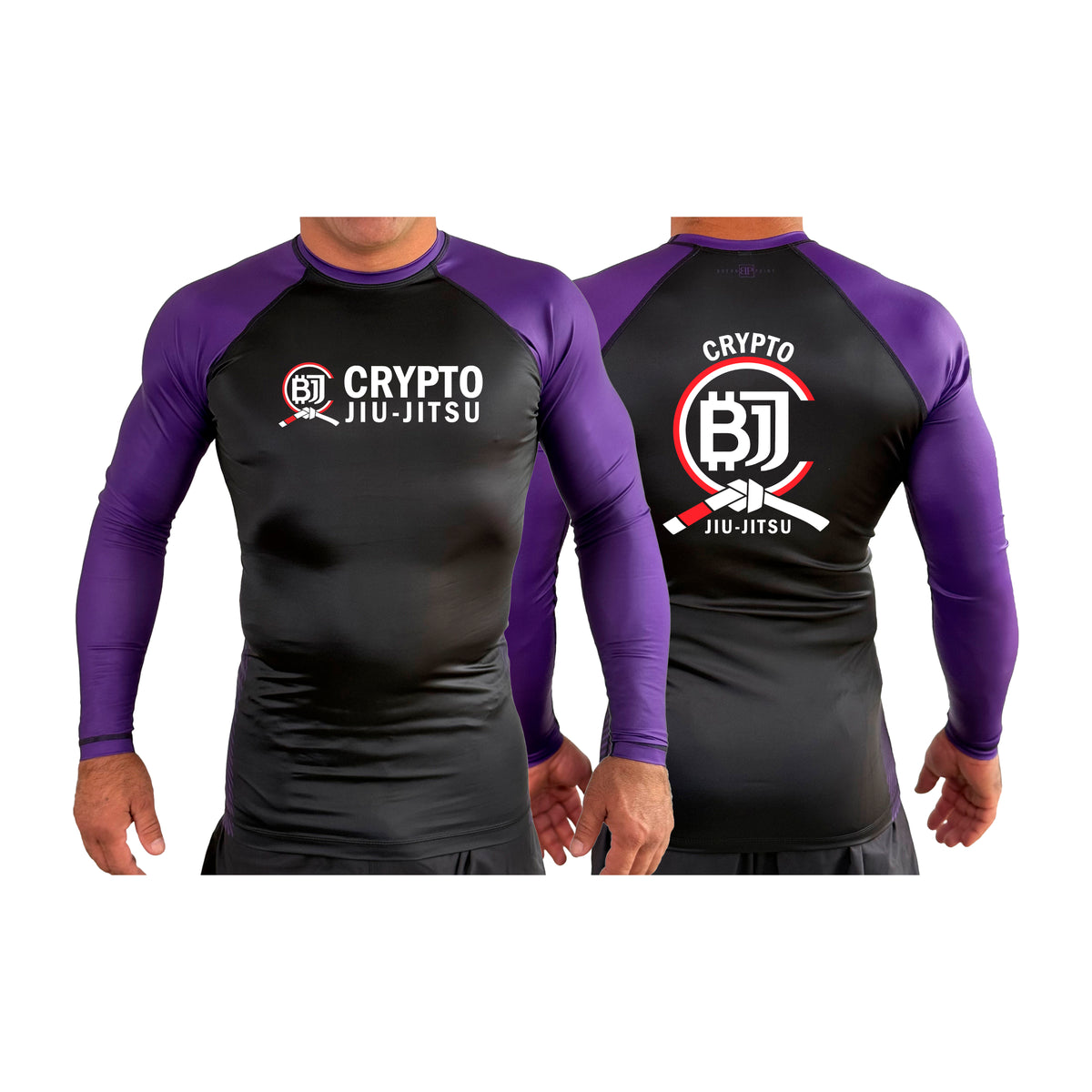 Crypto Jiu Jitsu All Black Ranked Long Sleeve Rash Guards #8097 A