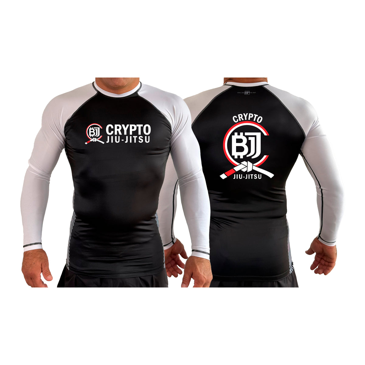 Crypto Jiu Jitsu All Black Ranked Long Sleeve Rash Guards #8097 A