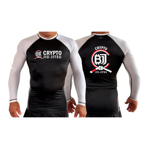 Crypto Jiu Jitsu All Black Ranked Long Sleeve Rash Guards #8097 A
