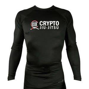 Crypto Jiu Jitsu All Black Custom Rash Guards Long Sleeves #8097 A