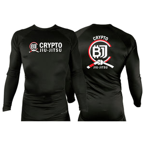 Crypto Jiu Jitsu All Black Custom Rash Guards Long Sleeves #8097 A