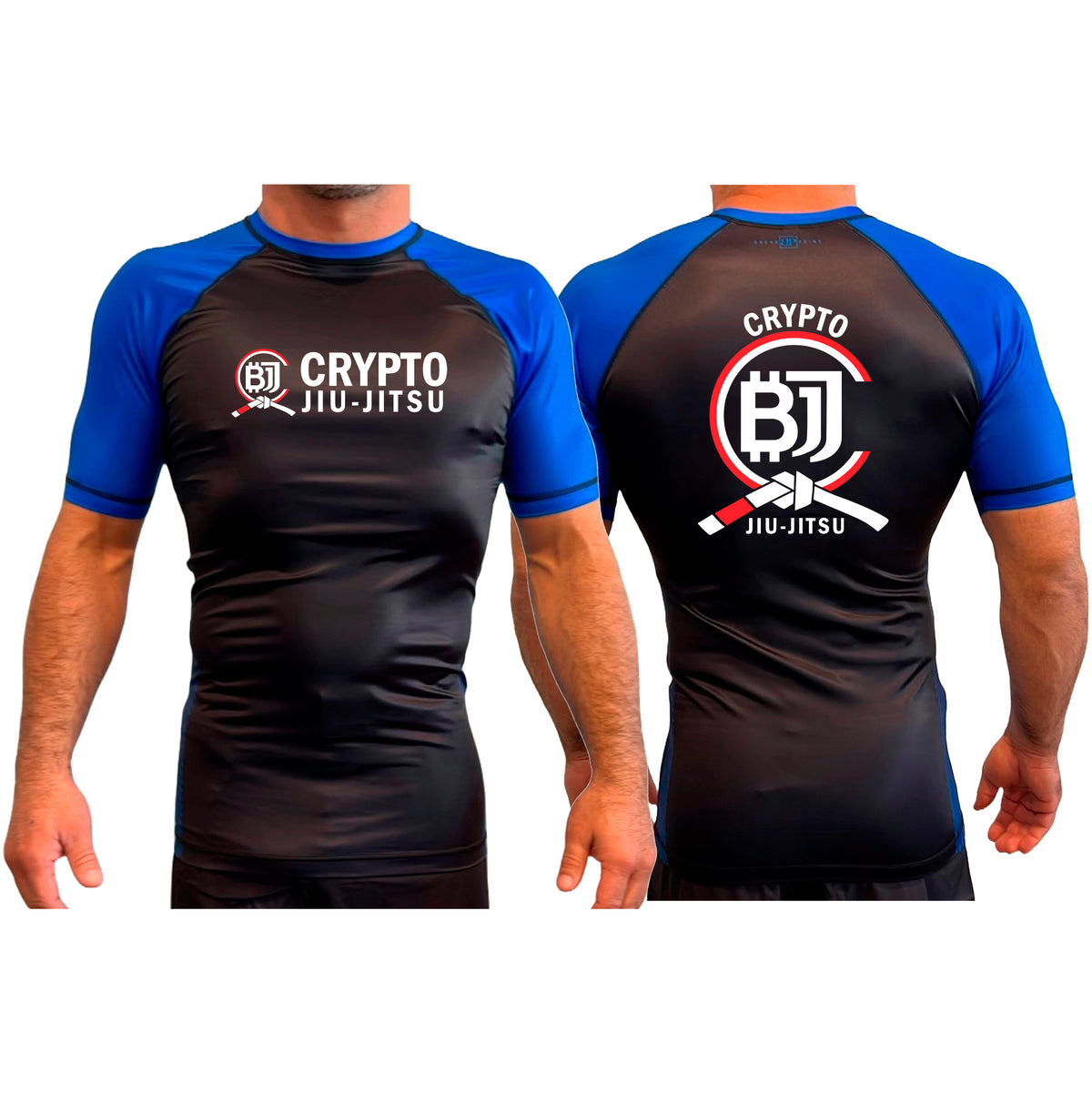 Crypto Jiu Jitsu All Black Ranked Short Sleeve Rash Guards #8097 A