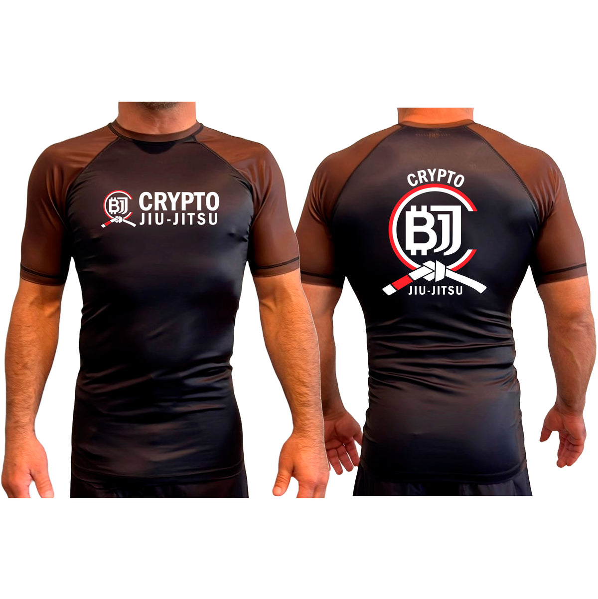 Crypto Jiu Jitsu All Black Ranked Short Sleeve Rash Guards #8097 A