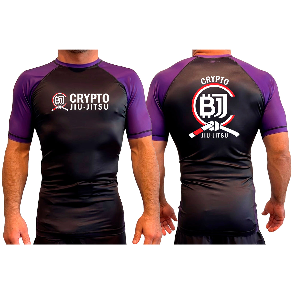Crypto Jiu Jitsu All Black Ranked Short Sleeve Rash Guards #8097 A