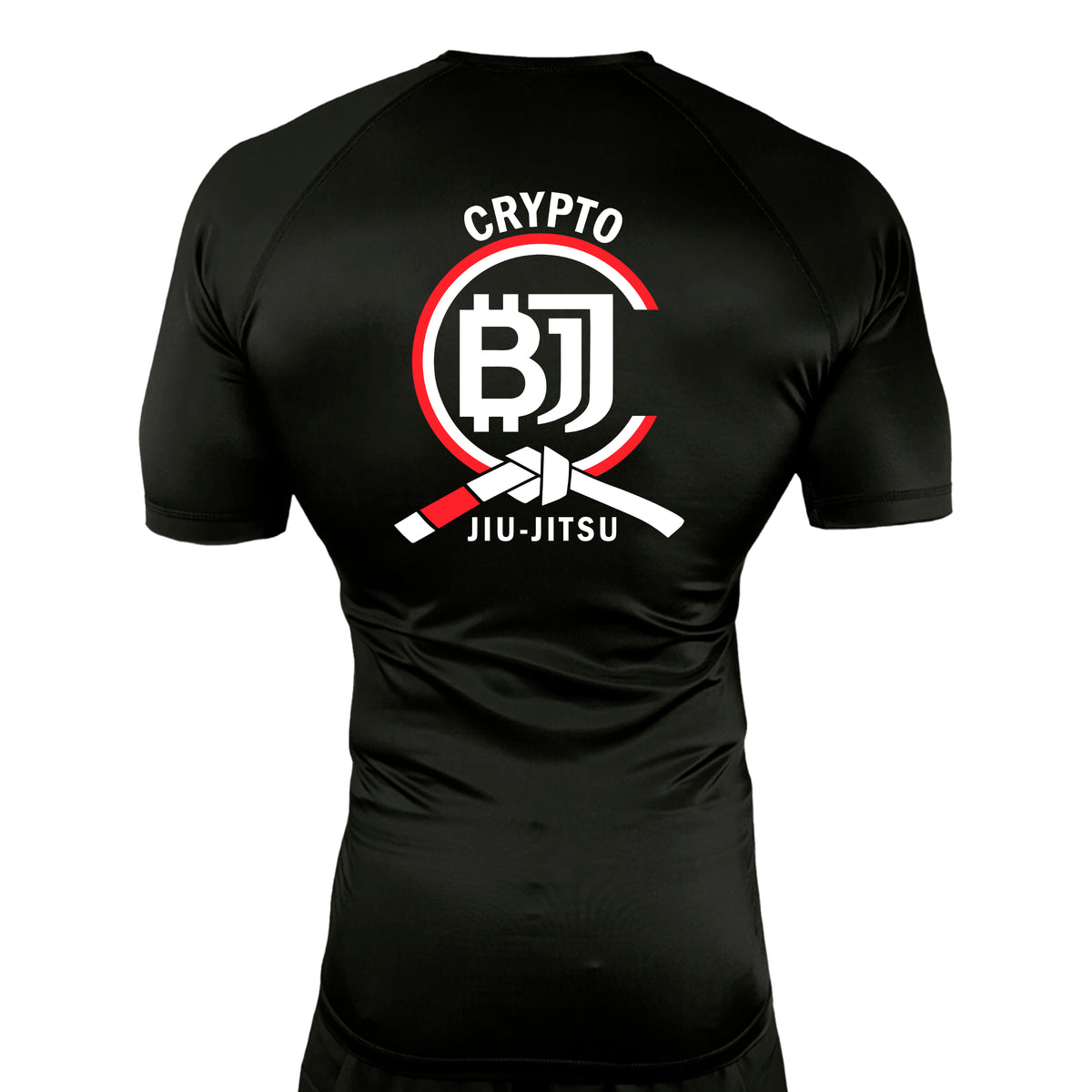Crypto Jiu Jitsu All Black Custom Rash Guards Short Sleeves #8097 A