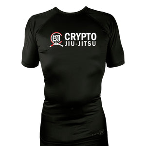 Crypto Jiu Jitsu All Black Custom Rash Guards Short Sleeves #8097 A