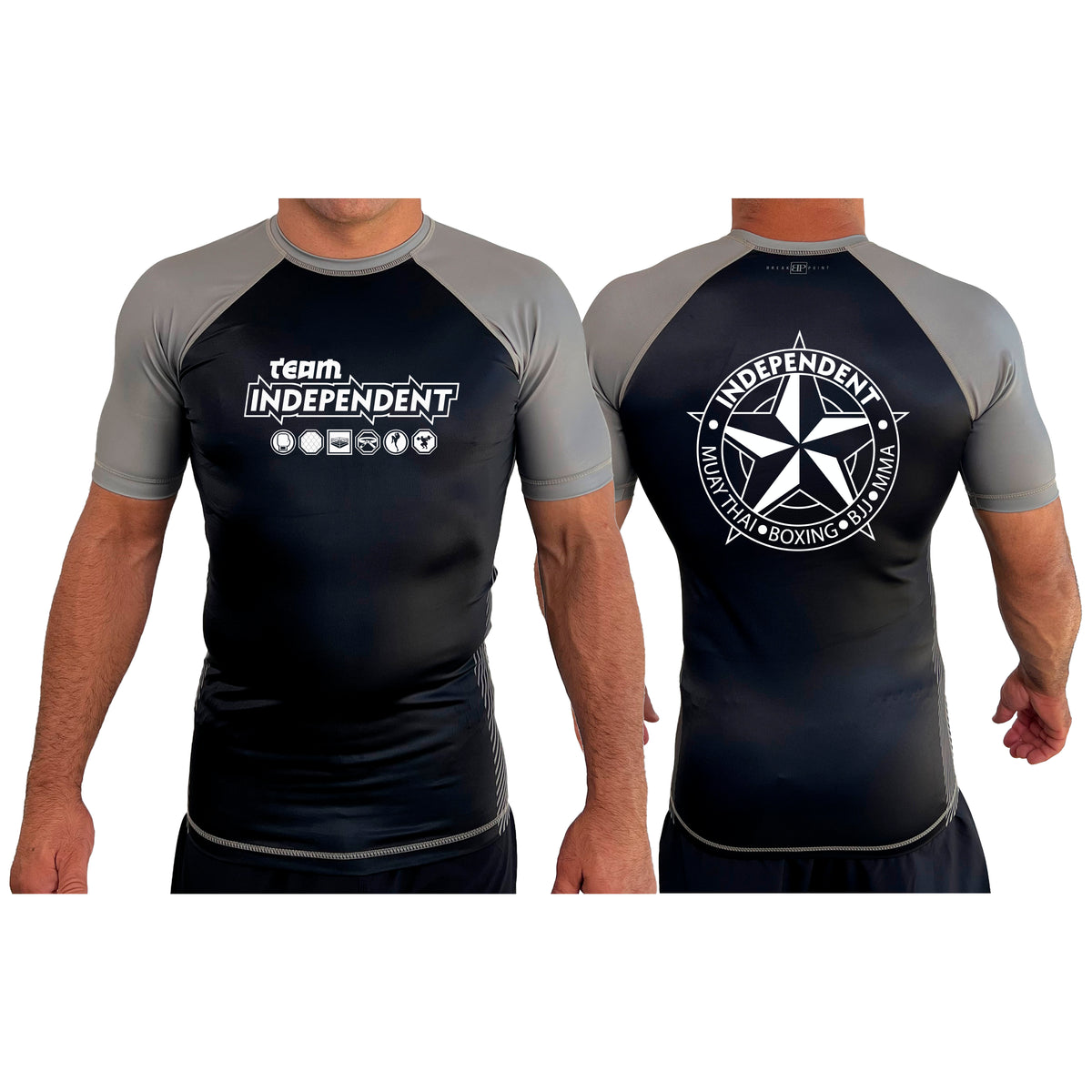 Independent MMA & Fitness All Black Ranked Short Sleeve Rash Guards #8098 B