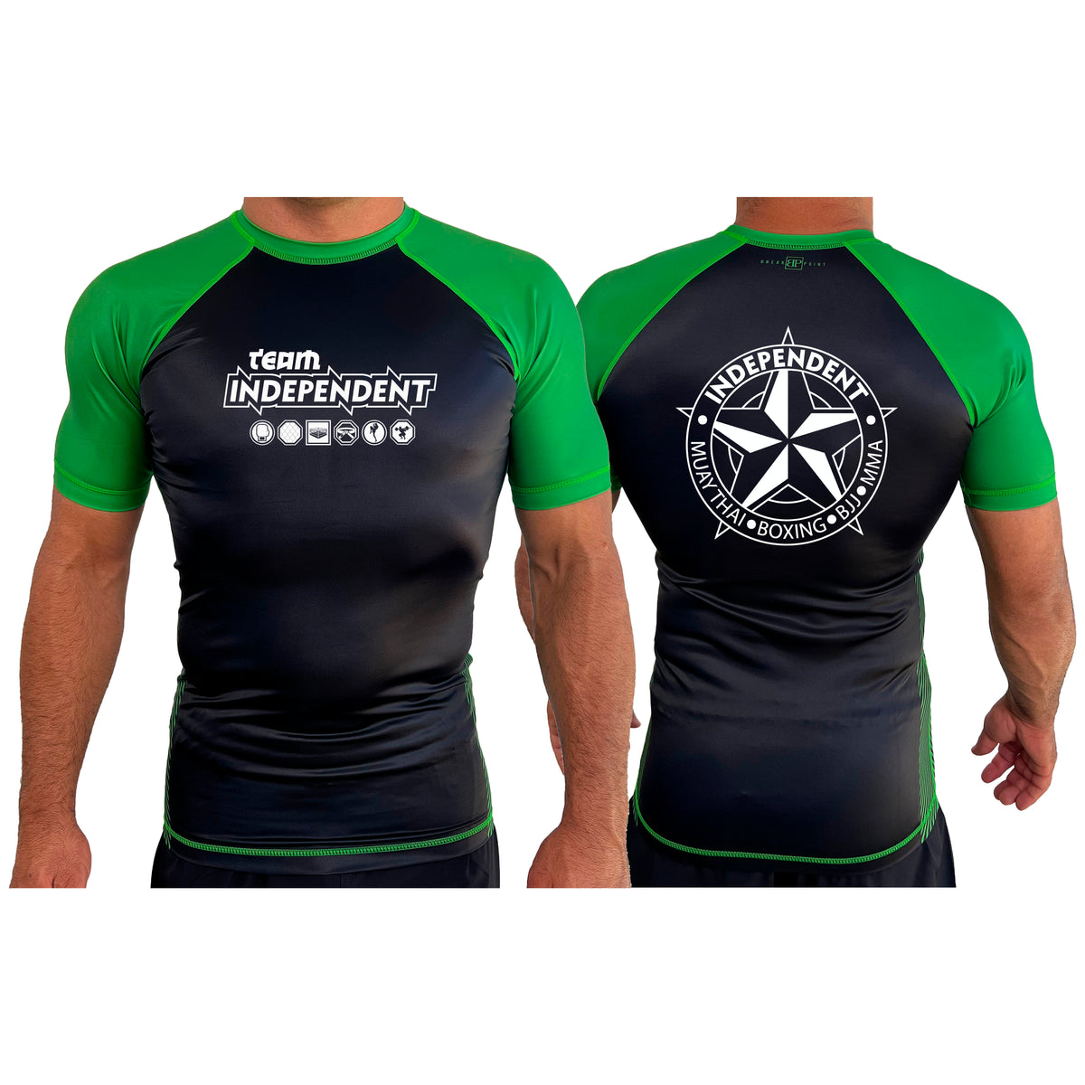 Independent MMA & Fitness All Black Ranked Short Sleeve Rash Guards #8098 B