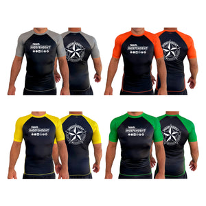 Independent MMA & Fitness All Black Ranked Short Sleeve Rash Guards #8098 B