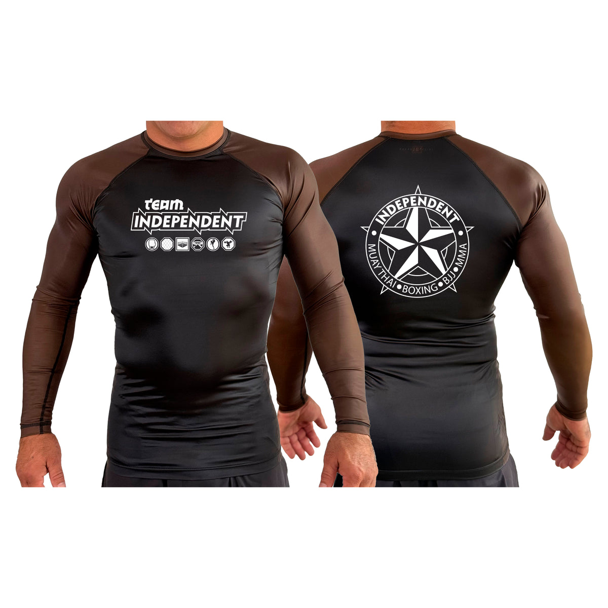 Independent MMA & Fitness All Black Ranked Long Sleeve Rash Guards #8098 B