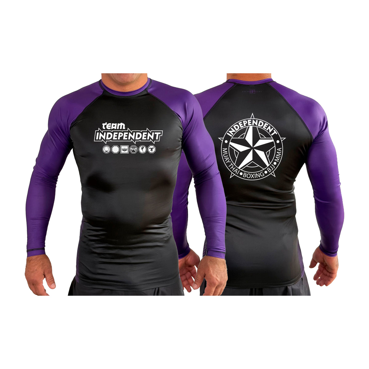 Independent MMA & Fitness All Black Ranked Long Sleeve Rash Guards #8098 B