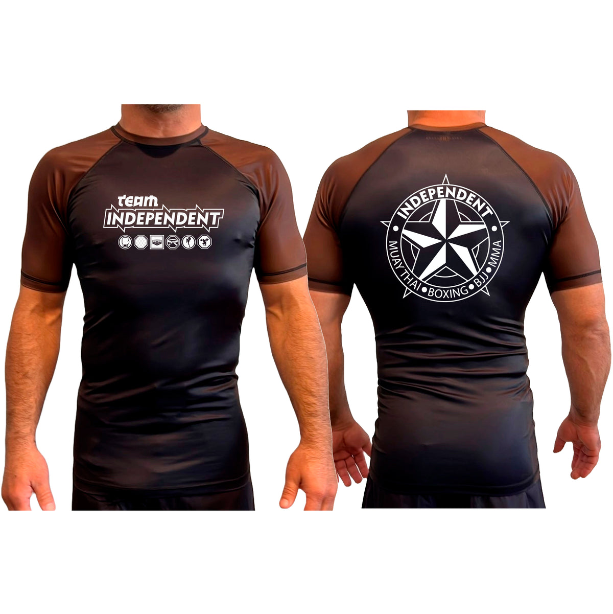 Independent MMA & Fitness All Black Ranked Short Sleeve Rash Guards #8098 B