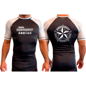 Independent MMA & Fitness All Black Ranked Short Sleeve Rash Guards #8098 B