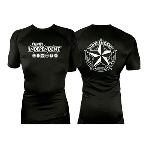 Independent MMA & Fitness All Black Custom Rash Guards Short Sleeves #8098 B