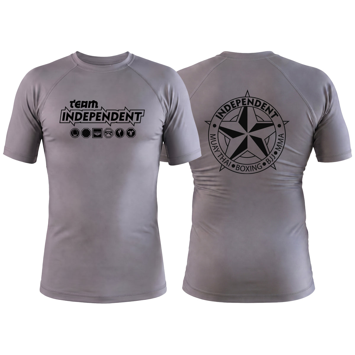 Independent MMA & Fitness Gray Custom Rash Guards Short Sleeve #8098 B