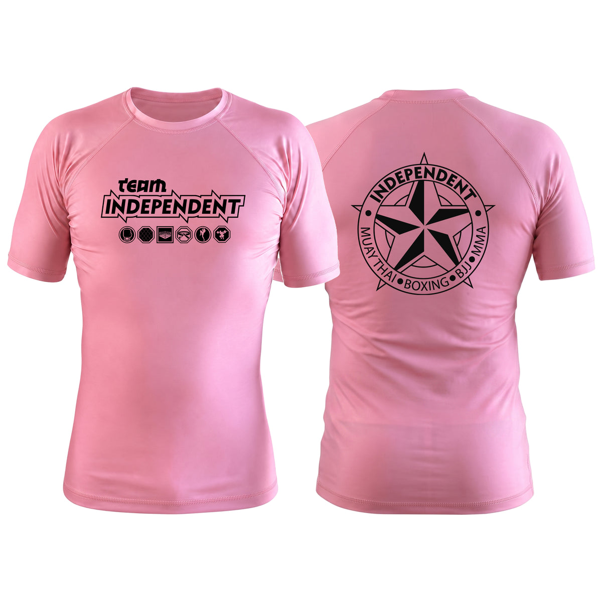 Independent MMA & Fitness Pink Custom Rash Guards Short Sleeve #8098 B