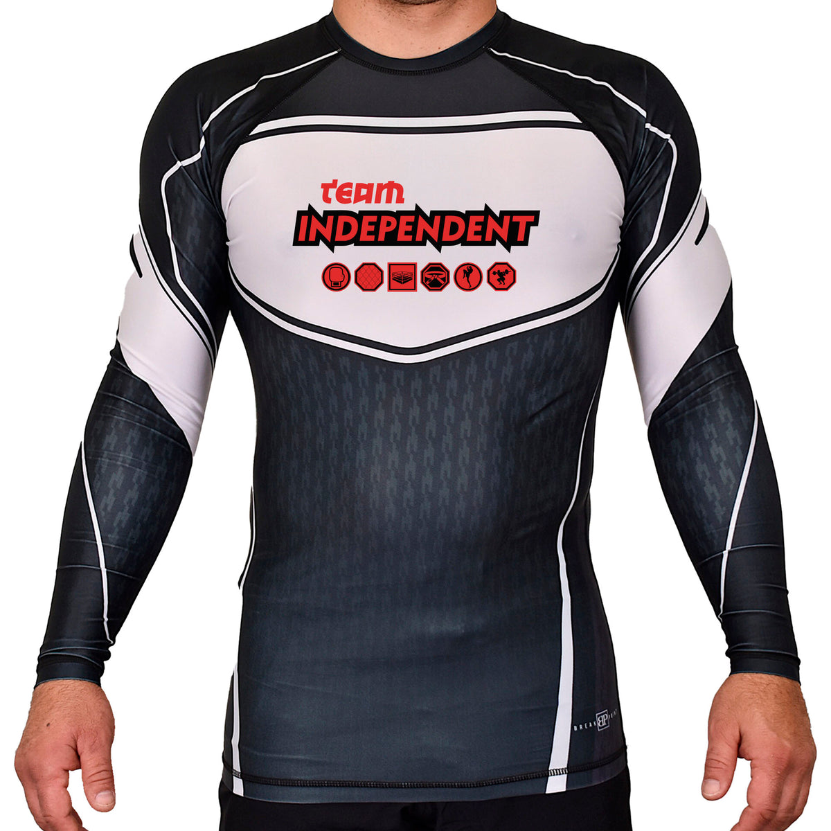 Independent MMA & Fitness Academy Rash Guards Black/White #8098 D