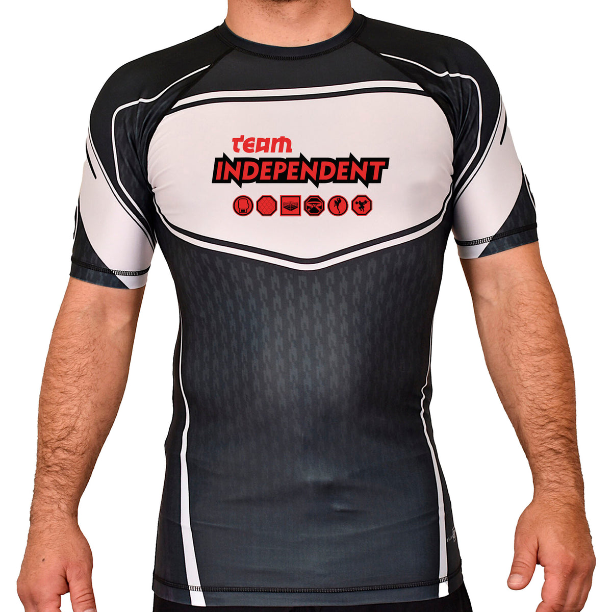 Independent MMA & Fitness Academy Rash Guards Black/White #8098 D
