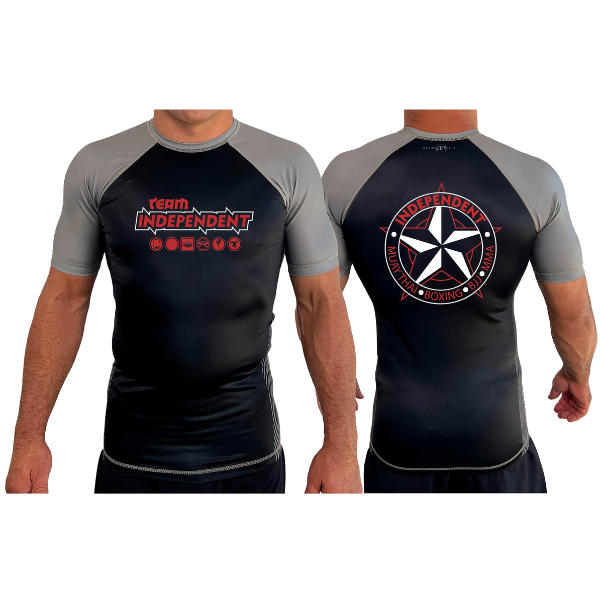 Independent MMA & Fitness All Black Ranked Short Sleeve Rash Guards #8098 D