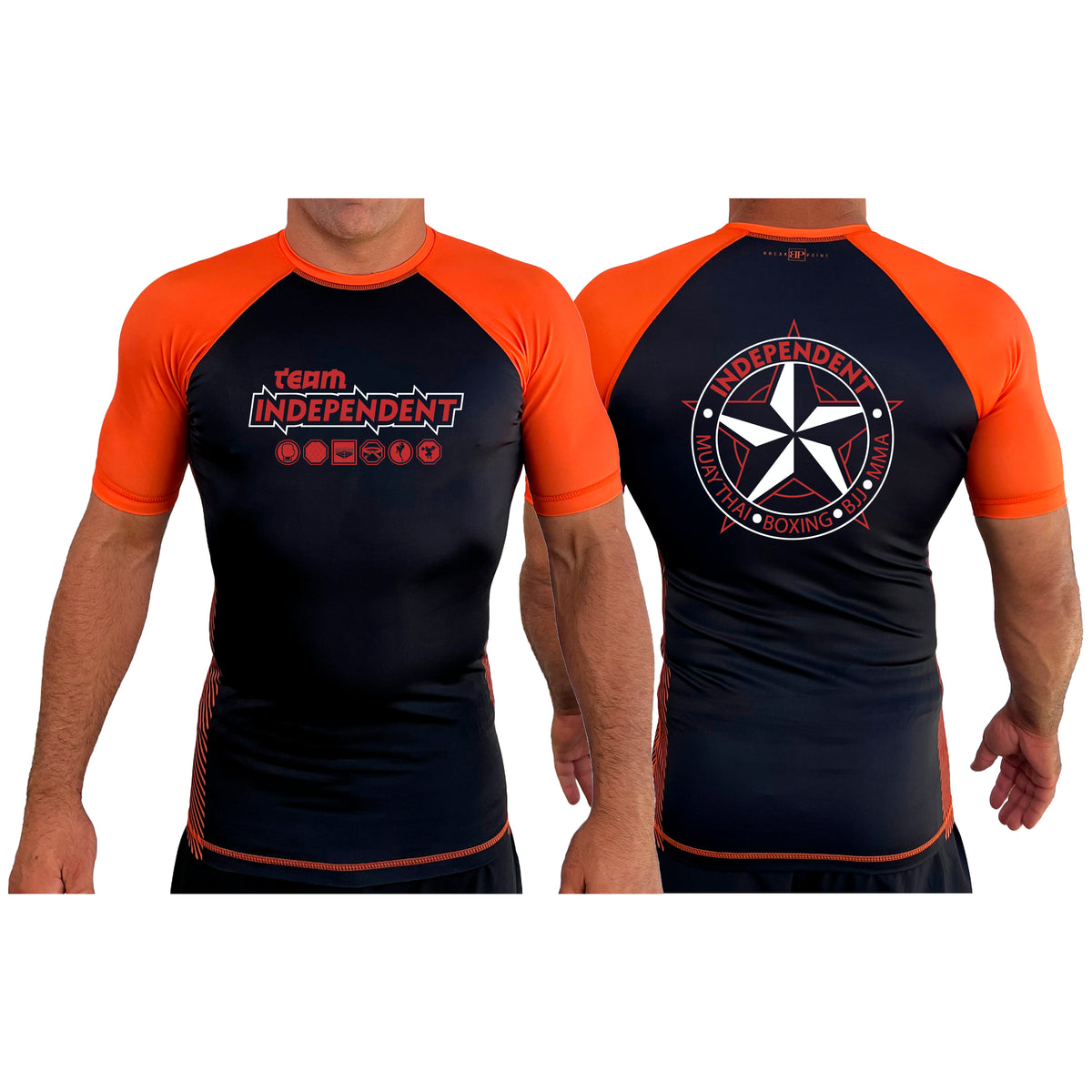 Independent MMA & Fitness All Black Ranked Short Sleeve Rash Guards #8098 D