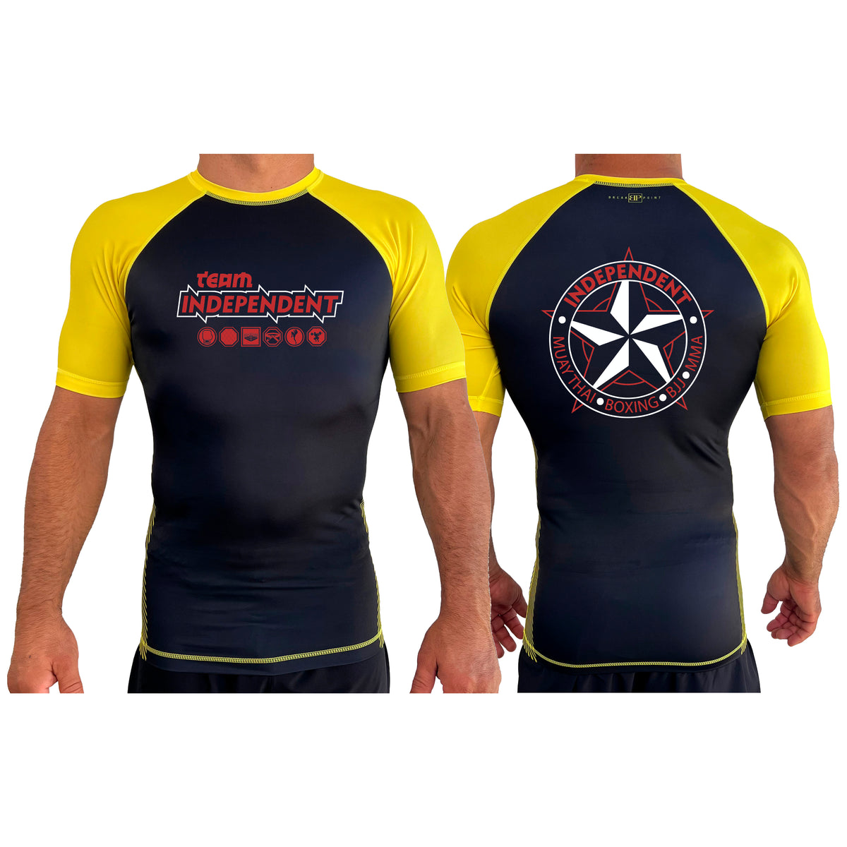 Independent MMA & Fitness All Black Ranked Short Sleeve Rash Guards #8098 D