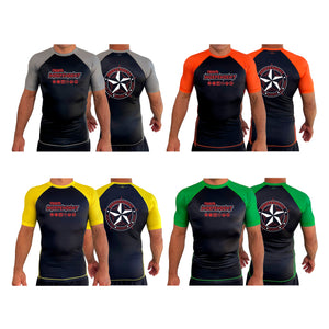 Independent MMA & Fitness All Black Ranked Short Sleeve Rash Guards #8098 D