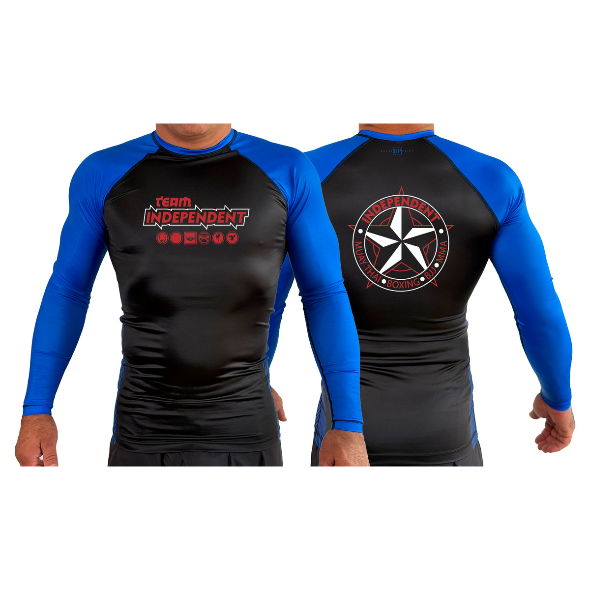 Independent MMA & Fitness All Black Ranked Long Sleeve Rash Guards #8098 D