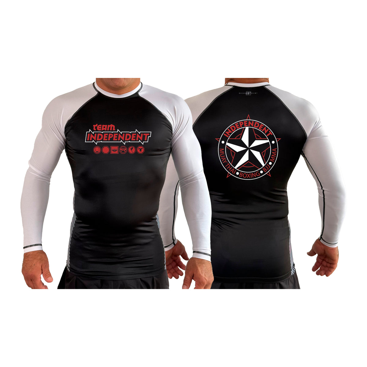 Independent MMA & Fitness All Black Ranked Long Sleeve Rash Guards #8098 D